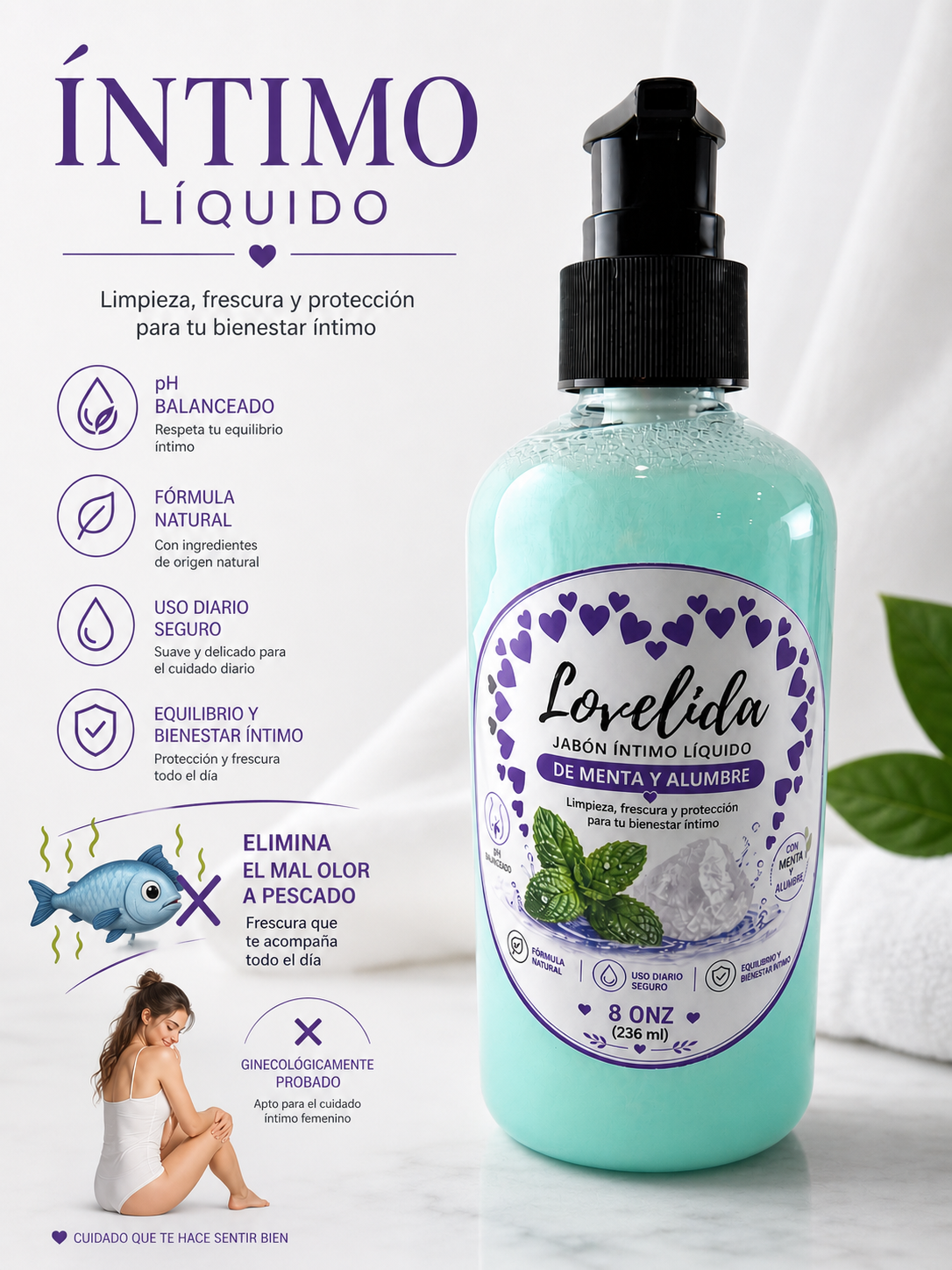 Menta y alumbre íntimo líquido